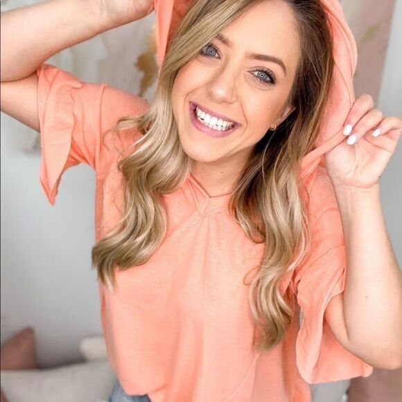 New Easel The Inside Scoop Hooded Top coral - Picture 2 of 6